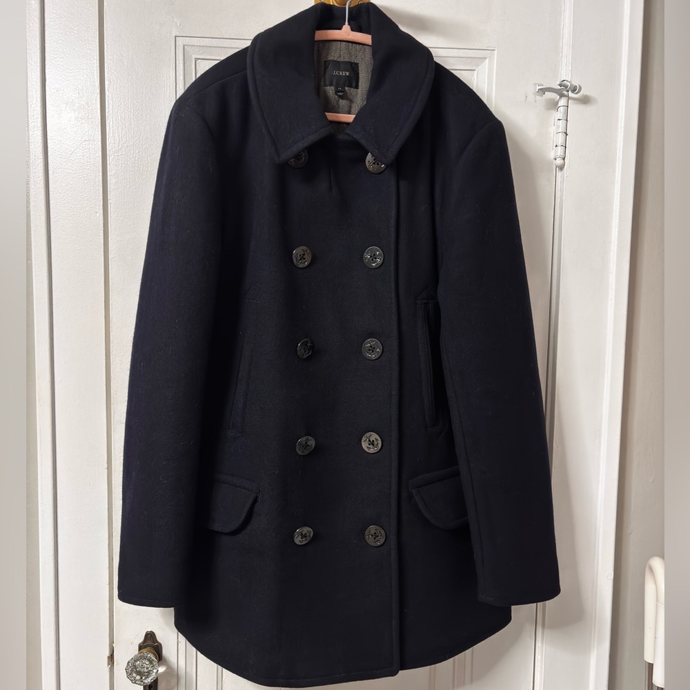 J.Crew dark Navy blue  Double-Breasted wool Coat women’s large
